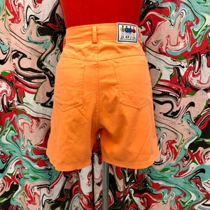 Vintage 90s Shorts High Waist Rise Orange Twill Cool Details and Tag