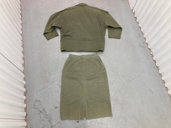 Vintage 90s Y2K Maxi Skirt Olive Green tags Jacke… - image 6