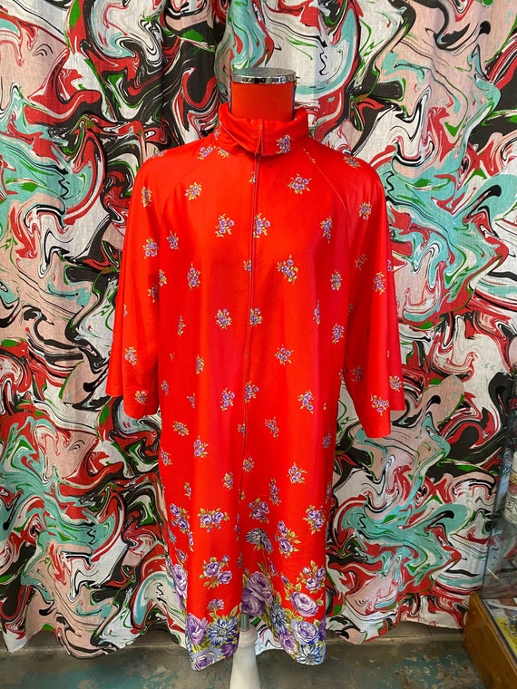 Vintage 60s 70s House Dress or Coat Psychedelic Fl