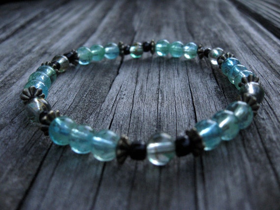 Beaded Bracelet with Blue and Green Accents s-l400.jpg main image 2