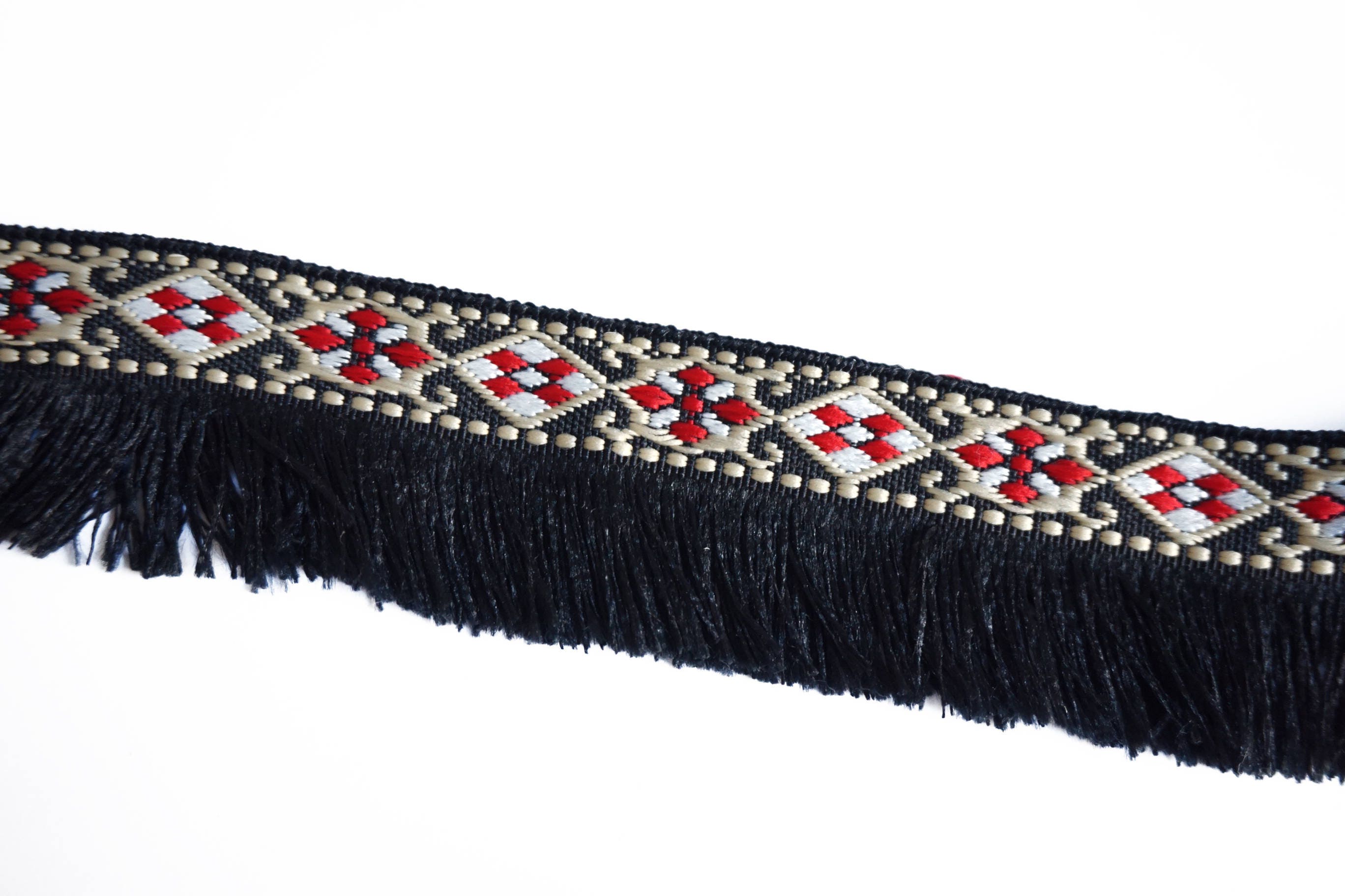 Galon Ethnic Woven Fringed Ribbon 35 Mm Black / Blue × 1 M - Etsy
