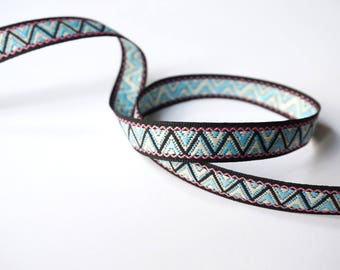 Galon Ethnic ribbon 12 mm blue sold by the meter