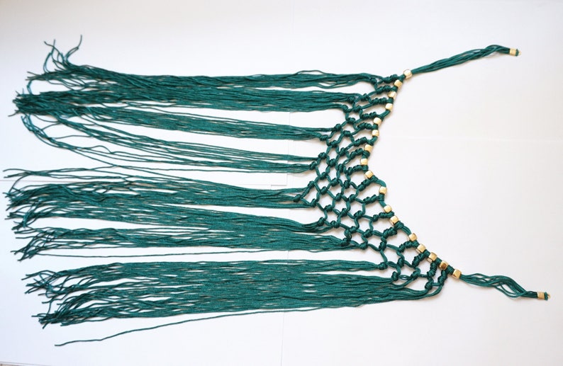 Pièce tressée à franges pour collier 38 cm vert image 3