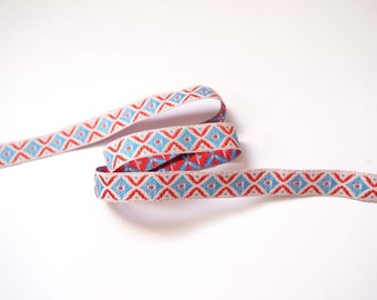 Galon Ethnic woven ribbon 10 mm blue red