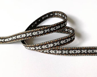 Galon Ethnic ribbon black brown 10 mm