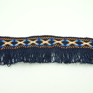 Ethnic woven ribbon with fringes 28 mm 3 colors image 2