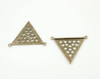 Grands pendentifs triangulaires bronze vieilli 56 mm × 2