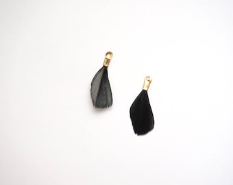 Lot de 2 pendentifs plume 3 cm noir