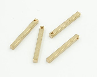 Breloques pendentifs barre rectangle laiton brut doré 30*3 mm  × 4