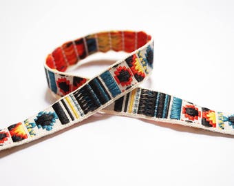 Multicolor ethnic woven ribbon 12 mm per meter