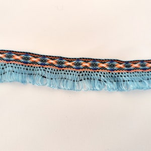 Ethnic woven ribbon with fringes 28 mm 3 colors image 5