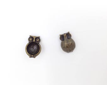 Materials beads antique bronze OWL 18.5 * 12.5 mm × 2