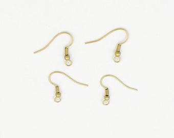 Crochets supports boucles d'oreilles laiton brut doré 21 mm × 10