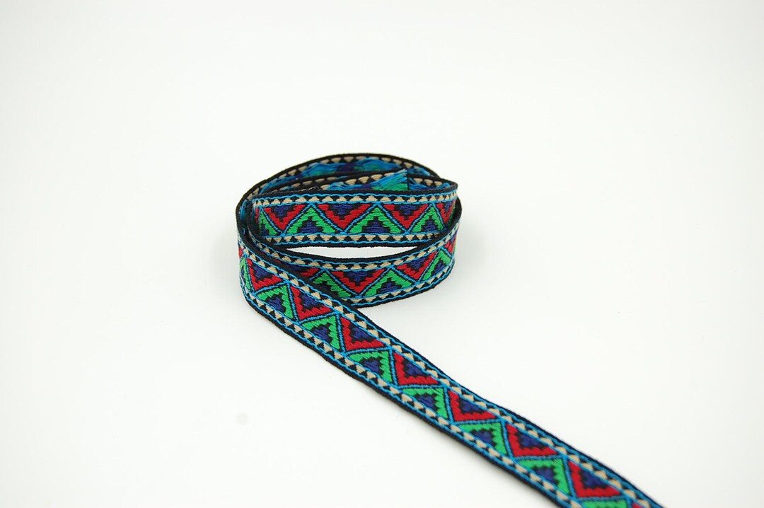 Galon Ethnic Woven Ribbon Triangles Red Green 24 Mm per Meter - Etsy