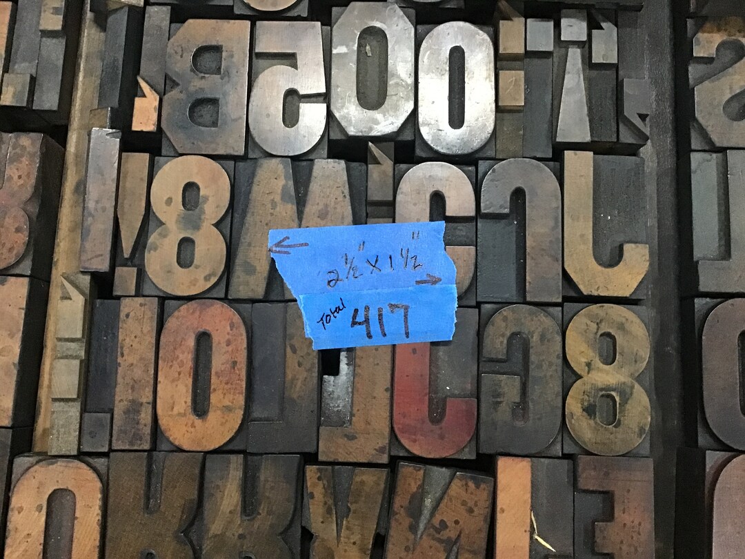 Antique Printing Press Letters and Nubers Etsy