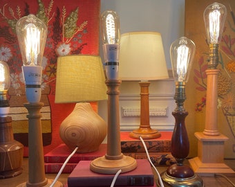 Vintage  Lamp Base-Boho Wooden Bedside Lamps-Rustic Table Lamp-Light, Vintage Home-Natural Decor- Rustic Decor-Scandinavian -Pine