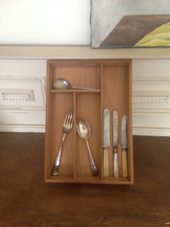 Vintage Wooden Cutlery Tray Wooden Display Shelf Collection Etsy