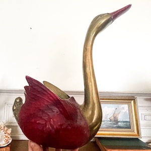 Vintage Brass Swan Planter-Large  Bird Plant Pot /Boho Decor-Mid Century Plant Pot - Eclectic Home Decor