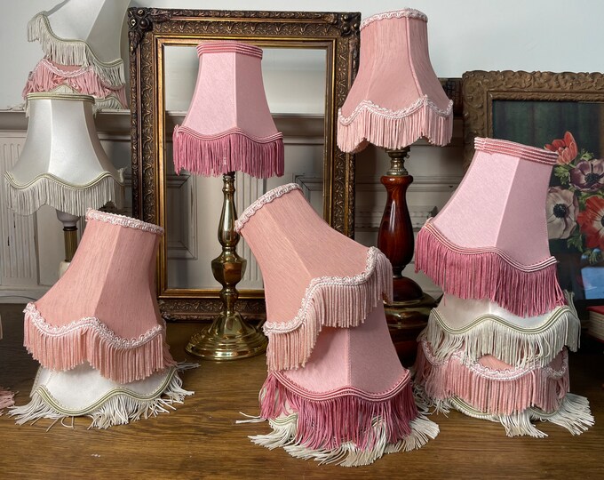 Vintage Lampshades / Small Fabric Clip on Lampshades/tassel/fringed