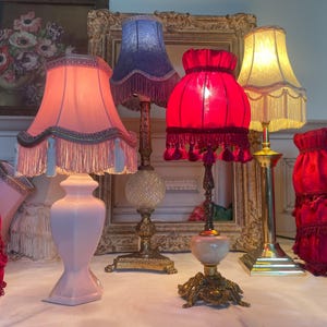 Vintage Lampshades / SMALL /MINI  Fabric Clip on Lampshade/Satin /Tassel/Fringed /Pleated  /Chandeliers  /Wall Sconce Shade