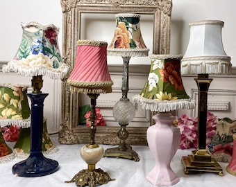 Vintage Clip-On Lampshade: Small Satin, Tassel & Fringed