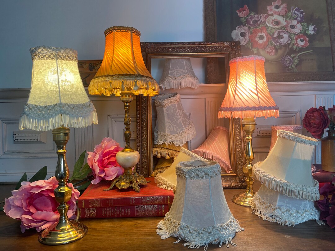 Vintage Lampshades / SMALL Fabric Clip on Lampshades/pleated Chiffon