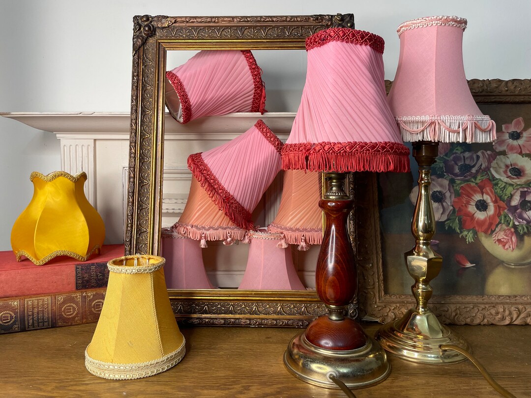 Vintage Lampshades / Small Fabric Clip on Lampshades/ /tassel/fringed