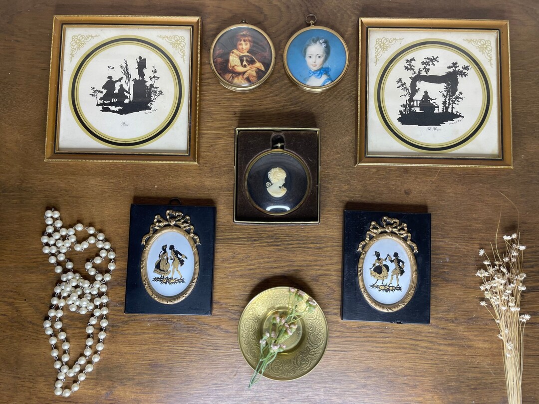 Vintage Silhouette Cameo Wall Art ./miniature Portraits Brass Etsy
