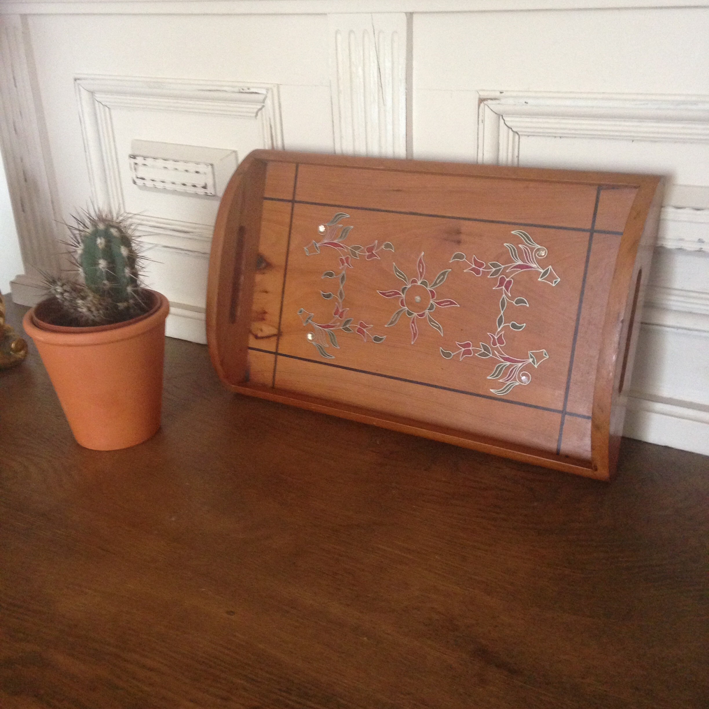 Vintage Small Wooden Tray Rustic Tray Folk Art Tray Ethnic Etsy
