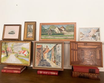 Vintage Landscape Wall Decor  / Retro Paintings / Engravings /Etchings /Studio Prints /Marquetry  /Gallery Wall/ Mid Century