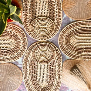 Vintage Wicker Placemats /Coiled Rattan /Trivets  / Large Woven Placemats, / Round Placemats / Wall Basket- 1970&#39;s/ Boho Decor