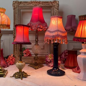 Vintage Mini Lampshade: Satin, Tassel & Fringe Clip-On Shade
