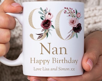 90th Birthday Mug, Nan 90th mug, Birthday mug her, 90th Birthday gift