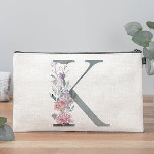 Personalised Initial Floral Make Up Bag