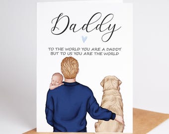 Father's day card , Personalised Dad Card, Dog dad Gift, Daddy Birthday Card, Card for Daddy from children, Dad card, Daddy Card