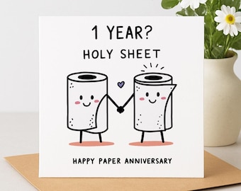1 year? Holy Sheet Card: – Paper Anniversary card - 1st Anniversary Card  -  One Year Together Card - 1st Anniversary