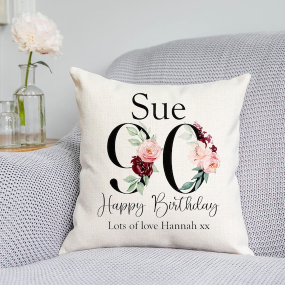 Personalised 90th Birthday Cushion Age Cushion Birthday Etsy