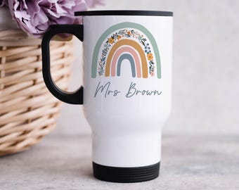 Personalised Teacher Travel Mug, Teacher Gifts, Teaching Assistant Gift, End of Term Teacher Gift