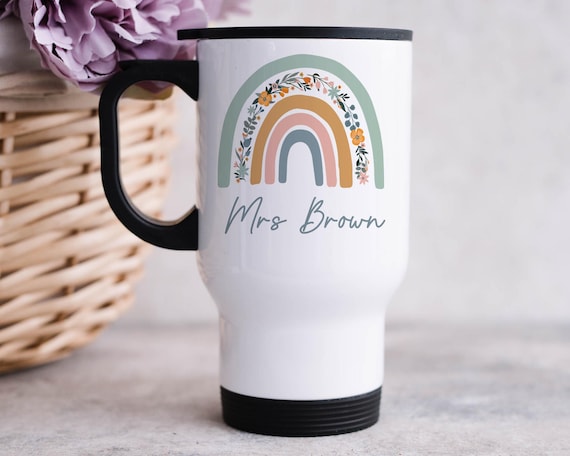 Personalised Teacher Travel Mug, Teacher Gifts, Teaching Assistant Gift, End of Term Teacher Gift