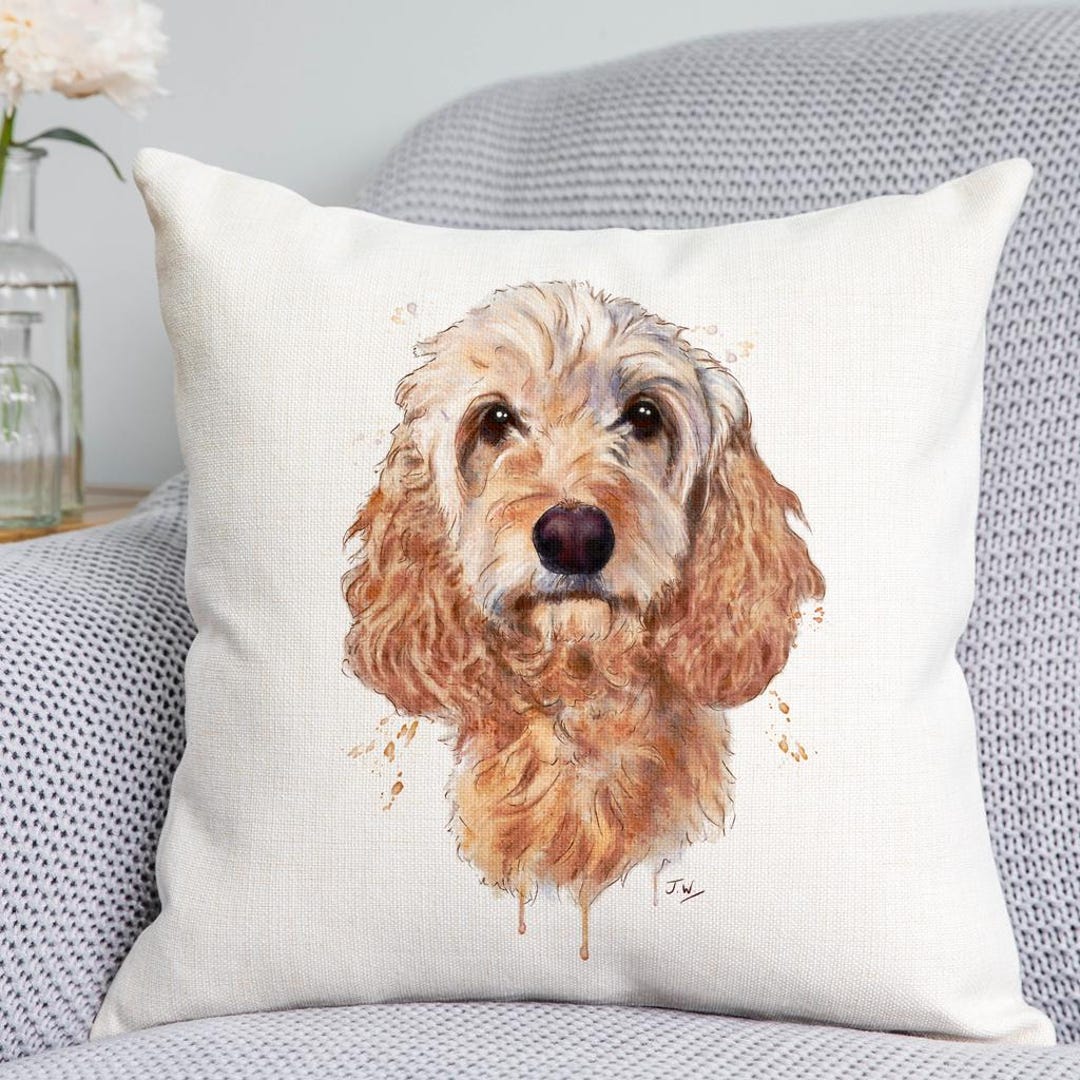 Cockapoo Cushion, Cockapoo Themed Gift, Cockapoo Gift, Cream Cockapoo ...