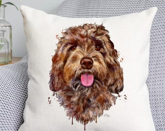Cockapoo Cushion, Cockapoo themed gift, Cockapoo gift, Brown cockapoo, Cockapoo owner gift, Cockapoo homeware, Dog themed cushion, cushion