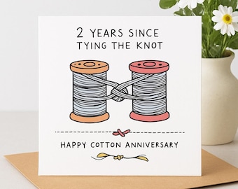 Cotton Anniversary Card: Tying the Knot, 2nd Anniversary