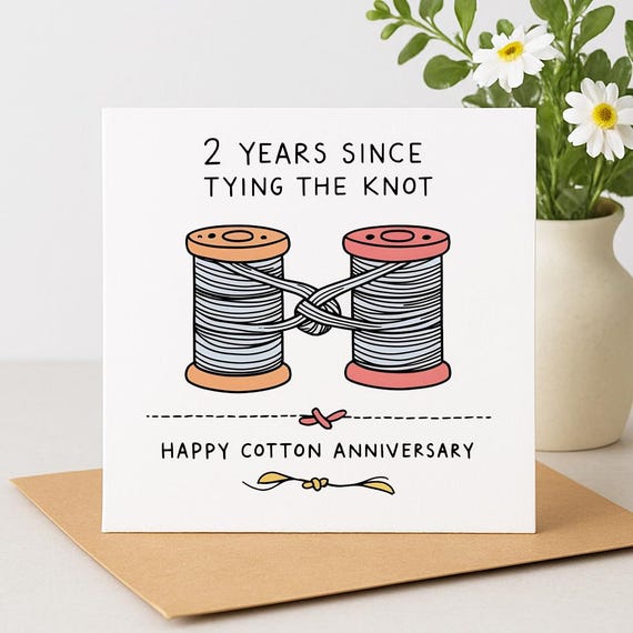Cotton Anniversary Card: Tying the Knot, 2nd Anniversary