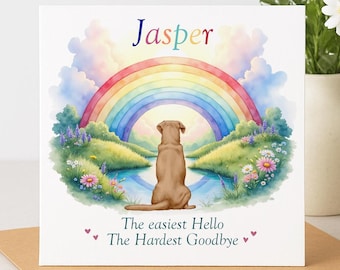 Personalised Dog loss card, Pet Sympathy Bereavement Card, Rainbow Bridge card
