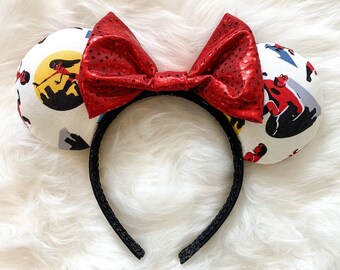 Incredibles Mickey Ears Minnie Mouse Disney Inspired Headband Superhero Pixar Pier California Adventure