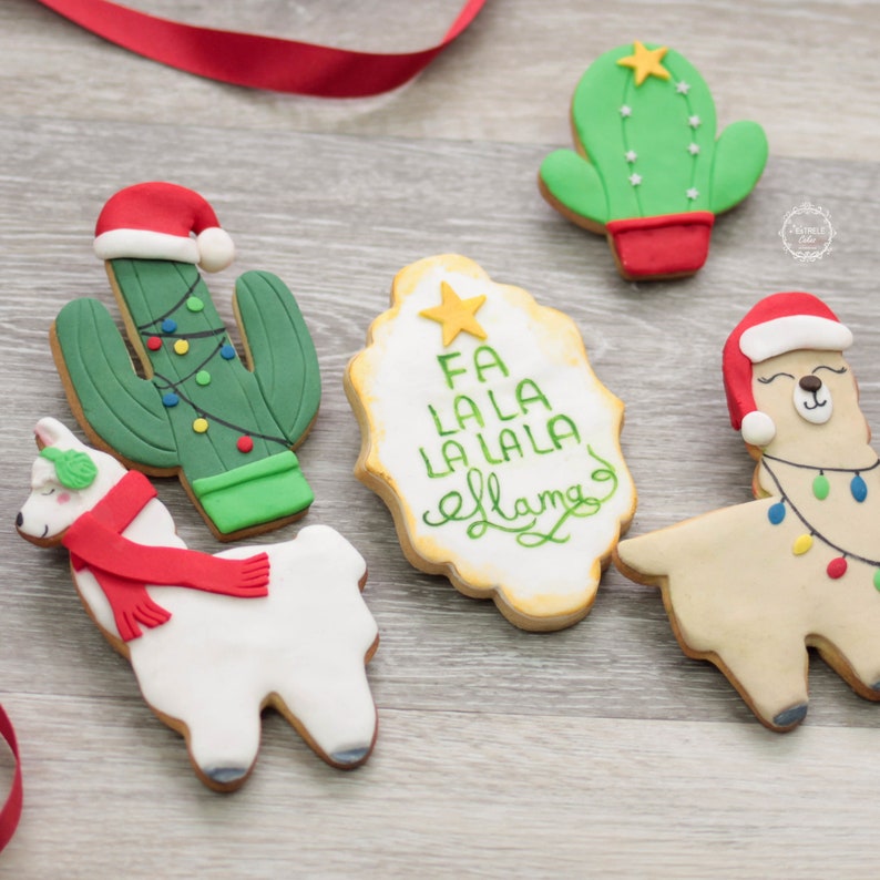 Christmas Llama Biscuit Giftbox Fa La La Llama and Cacti - Etsy UK