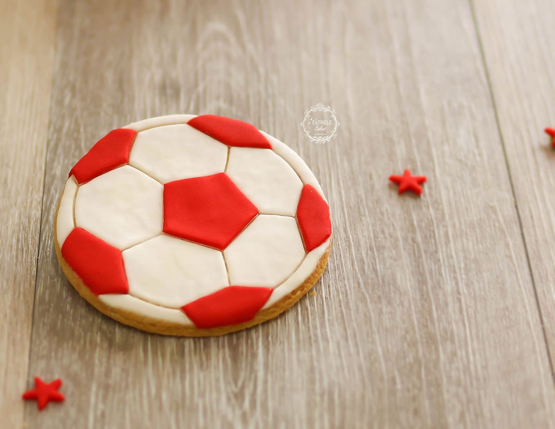 Football biscuits with Team Colours Decorated Soccer Ball Etsy