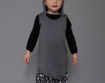 Sleeveless Kids Hoodie | Hoodie Vest | Vegan Clothing | Gender Neutral Kids | Patterned Shirt for Kids | Layering Top | Unisex Kids Clothing