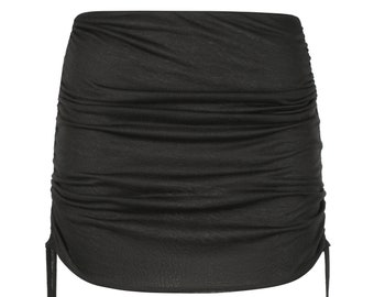 Adjustable Black Mini Skirt | Micro Mini Skirt | Cosplay Black Skirt | Womens Festival Skirt | Vegan Clothing | Minimalist Skirt UMMOK