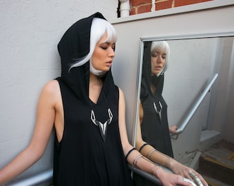 Drop Crotch Jumpsuit | Harem Jumpsuit | Unisex Overalls | Apocalyptic Clothing | Loose Fitting Pants | Zip Up Jumpsuit | Hooded Jumpsuit